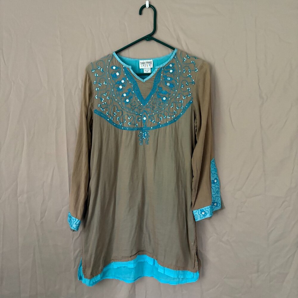 Funky People Womens Tunic Dress Size Medium Sequins Boho Festival Lightweight